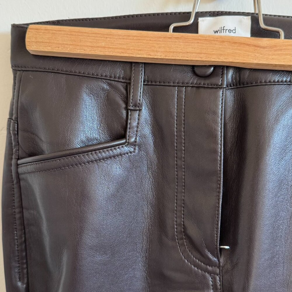 Wilfred by Aritzia Faux Leather Pants | Flare Leg | Brown | Size 2 - Picture 2 of 4